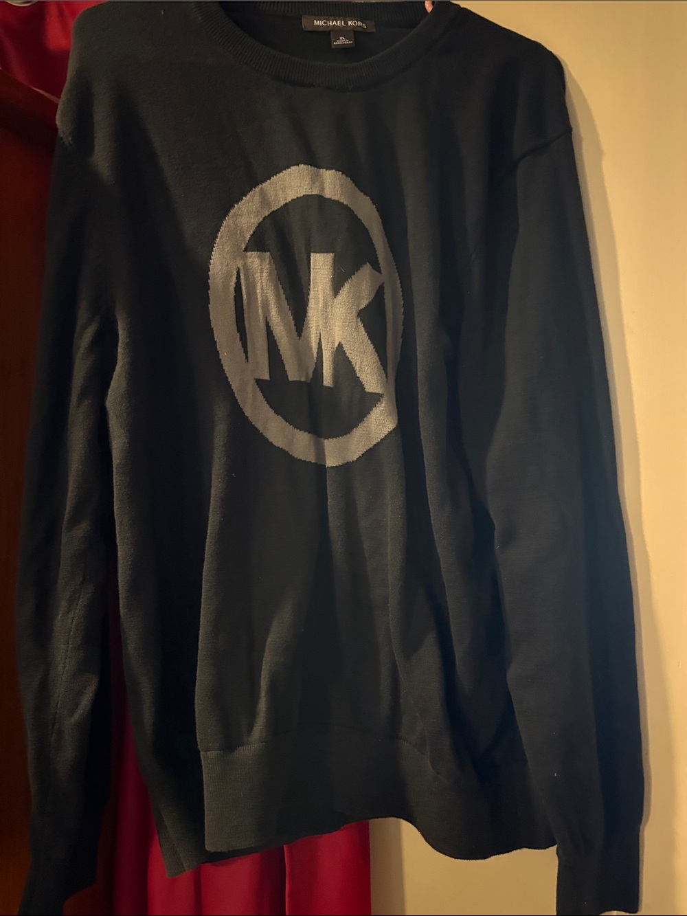 Michael Kors Black Crewneck Sweater with Silver Logo Circle